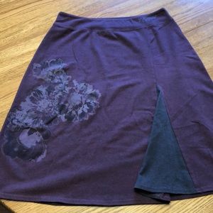 Life Is Good Purple A-Line Skirt with Floral Design